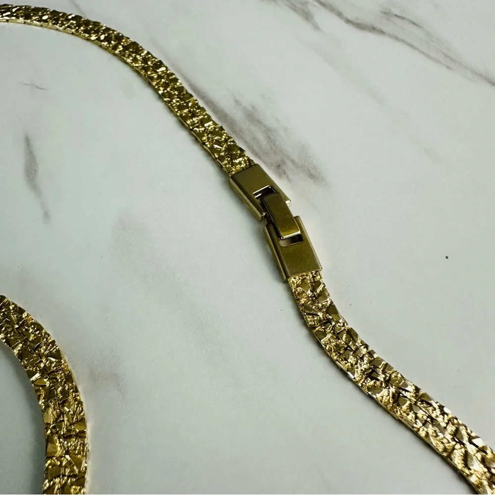 Golden Nugget Style Vintage 24” Gold Plated Necklace - Picture 8 of 13